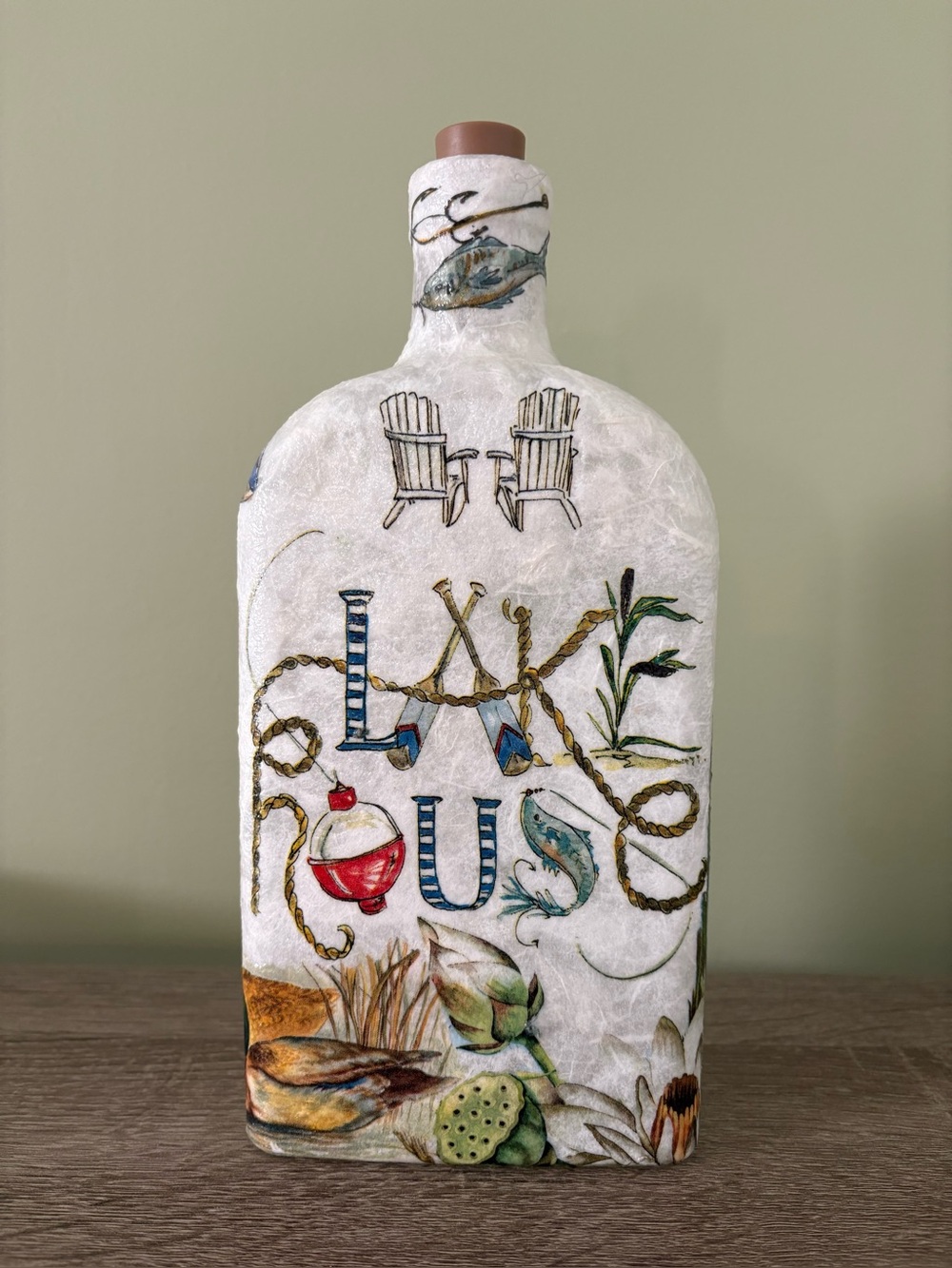 Decorated Bottles, Lake House Bottle, Home Decor, Gifts